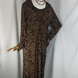 Brown and Paisley Sleeveless Dress and Jacket set -  SUSAN LAWRENCE